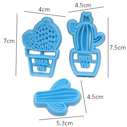 Cactus Fondant And Cookie Cutter 3Pcs Set