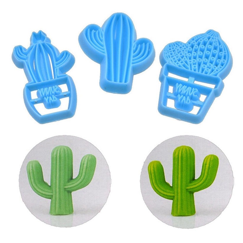 Cactus Fondant And Cookie Cutter 3Pcs Set