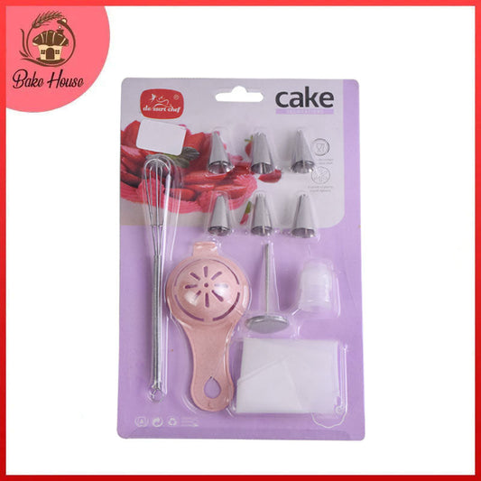 Cake Decorating Nozzles With Nail, Coupler, Piping Bag & Egg Tools 11pcs Set