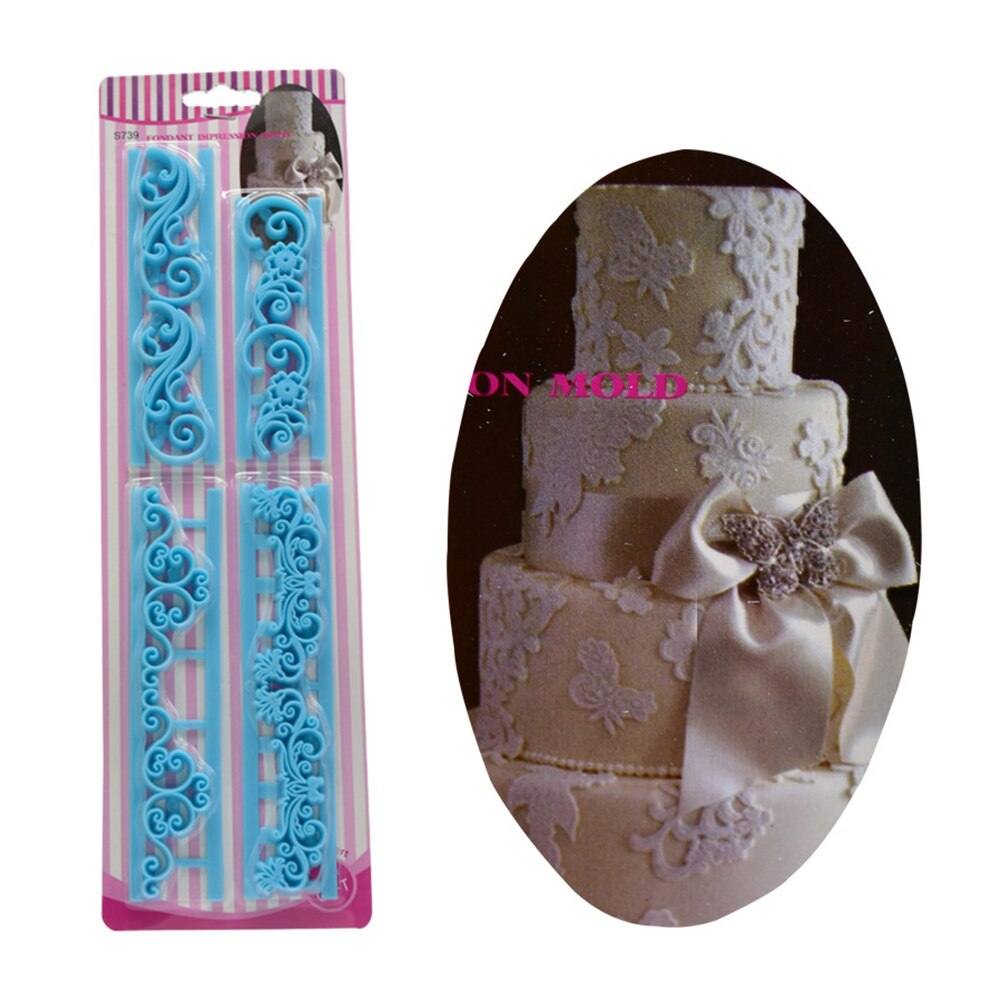 Cake Flower Lace Border Fondant Mold 4Pcs Set