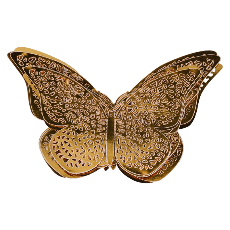Cake Topper Golden Butterfly 12Pcs Set