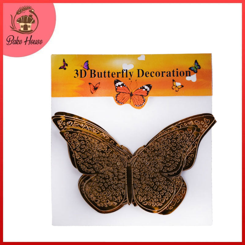 Cake Topper Golden Butterfly 12Pcs Set