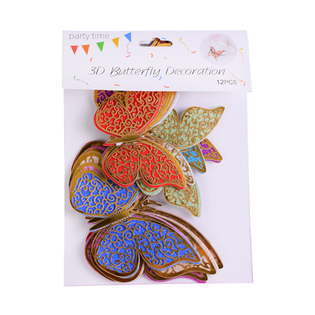 Cake Topper Multi Color Butterflies 12Pcs Pack