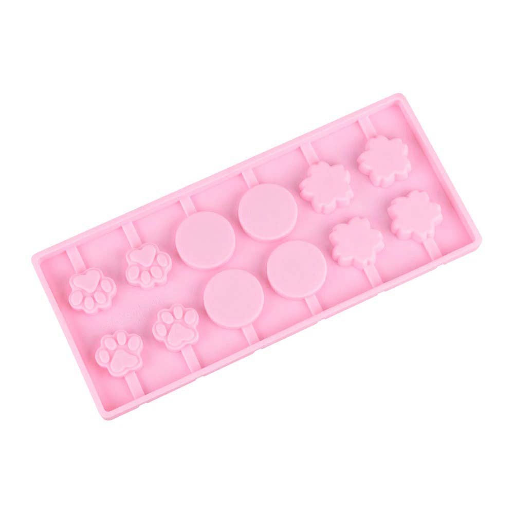 Candy Flower, Cat Paw & Round Shape Silicone Lollipop Mold 12 Cavity