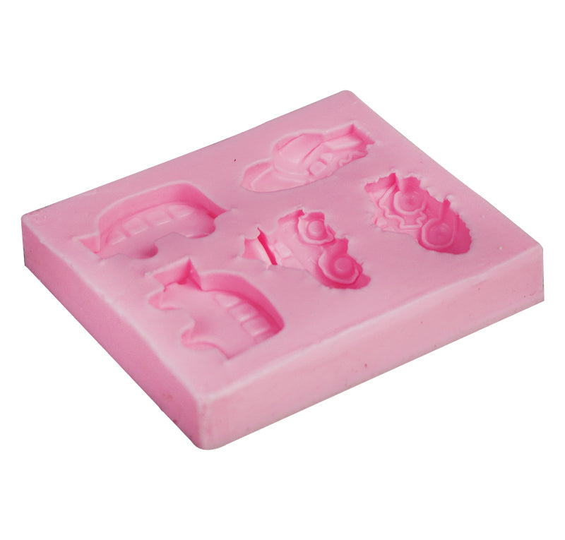 Cartoon Cars Shape Silicone Fondant & Chocolate Mold 5 Cavity
