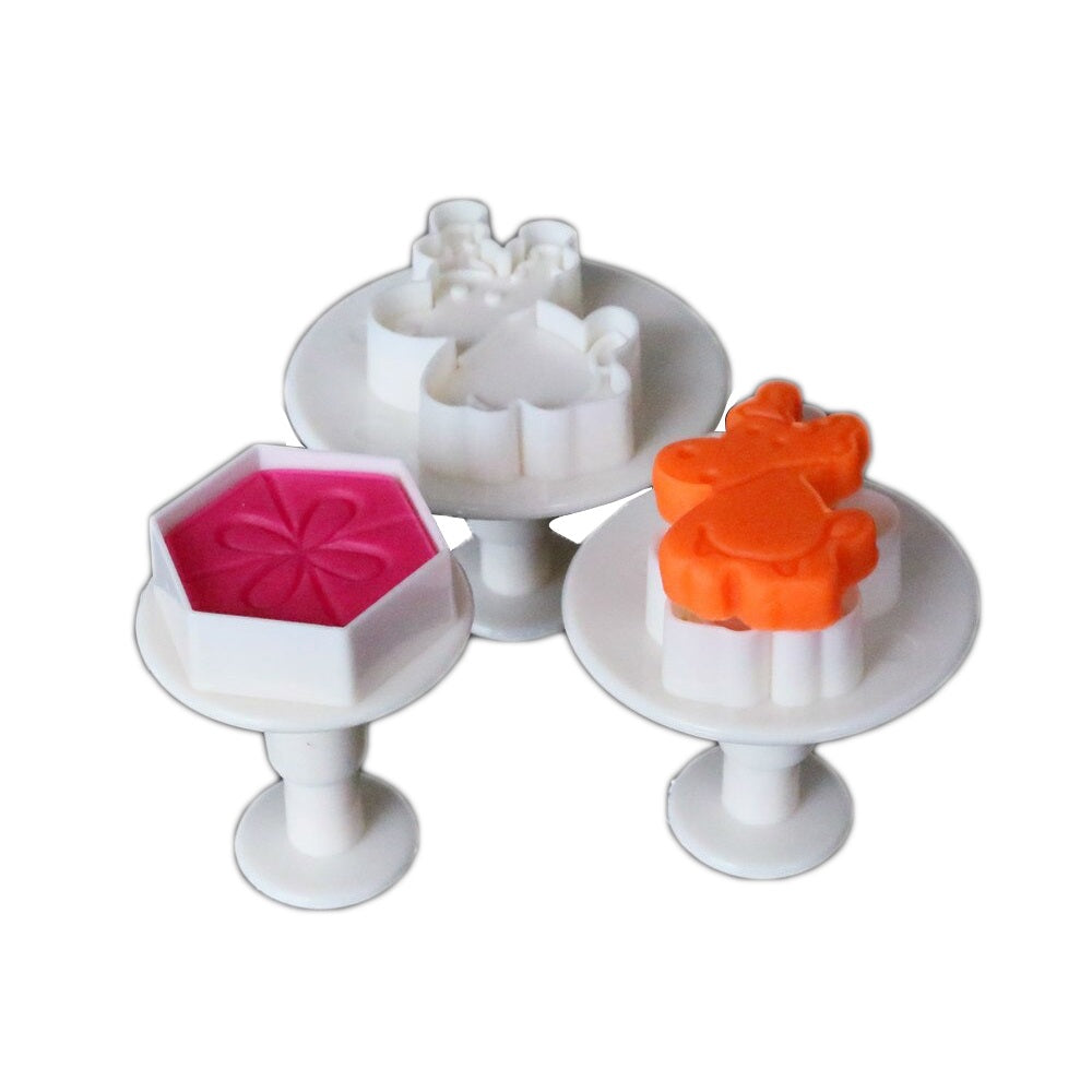 Cartoon Deer Fondant Plunger Cutter 3Pcs Set Plastic