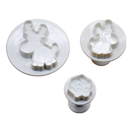 Cartoon Deer Fondant Plunger Cutter 3Pcs Set Plastic