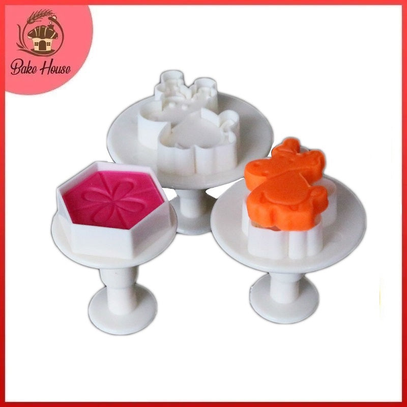Cartoon Deer Fondant Plunger Cutter 3Pcs Set Plastic