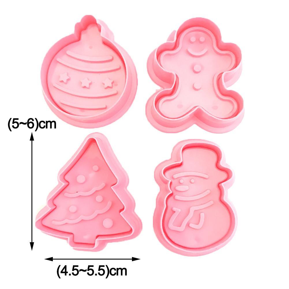 Christmas Theme Fondant Plunger Cutter 4Pcs Set Plastic
