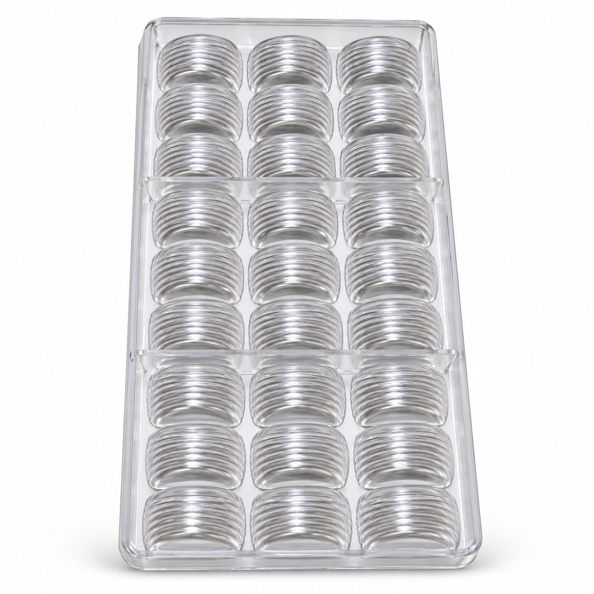 Ribbed Rectangle Shape Acrylic Chocolate Mold 27 Cavity