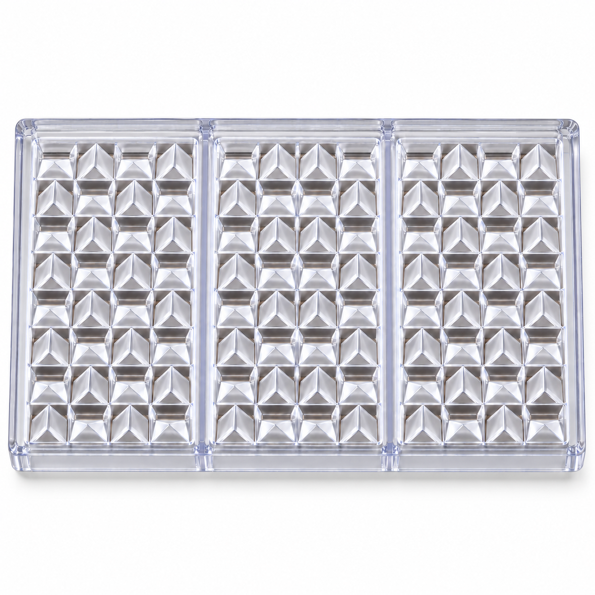 Triangle Pattern Acrylic Chocolate Bar Mold 3 Cavity