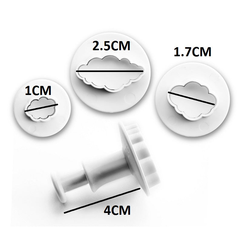 Cloud Shape Fondant Plunger Cutter 3Pcs Set