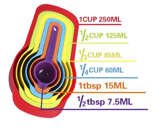 Measuring Cup & Spoon 6Pcs Set Colorful Plastic