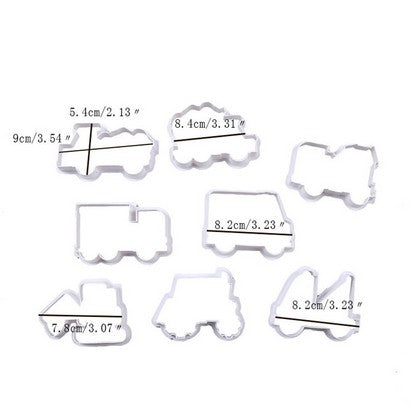 Construction Vehicle Fondant & Cookie Cutter 8Pcs Set Plastic