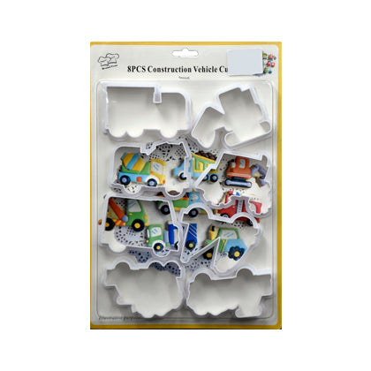 Construction Vehicle Fondant & Cookie Cutter 8Pcs Set Plastic