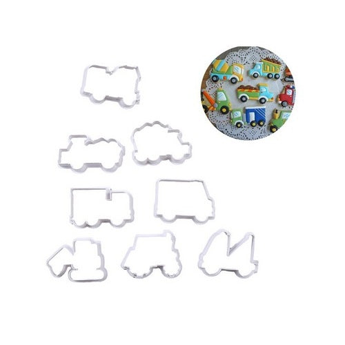 Construction Vehicle Fondant & Cookie Cutter 8Pcs Set Plastic
