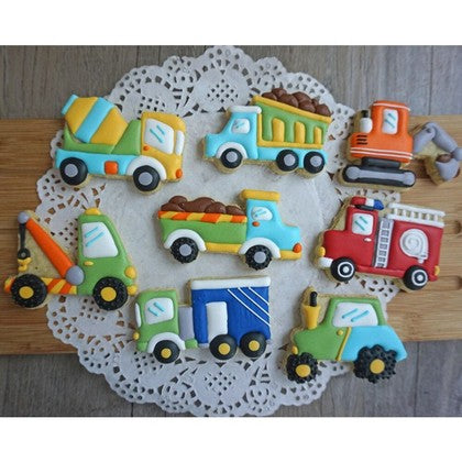 Construction Vehicle Fondant & Cookie Cutter 8Pcs Set Plastic