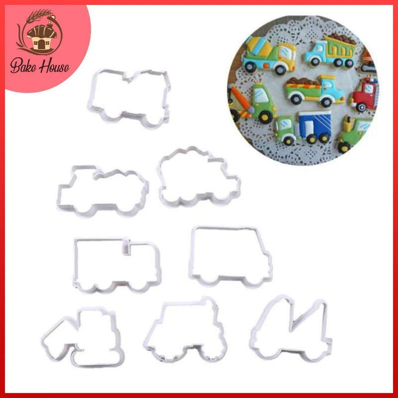 Construction Vehicle Fondant & Cookie Cutter 8Pcs Set Plastic