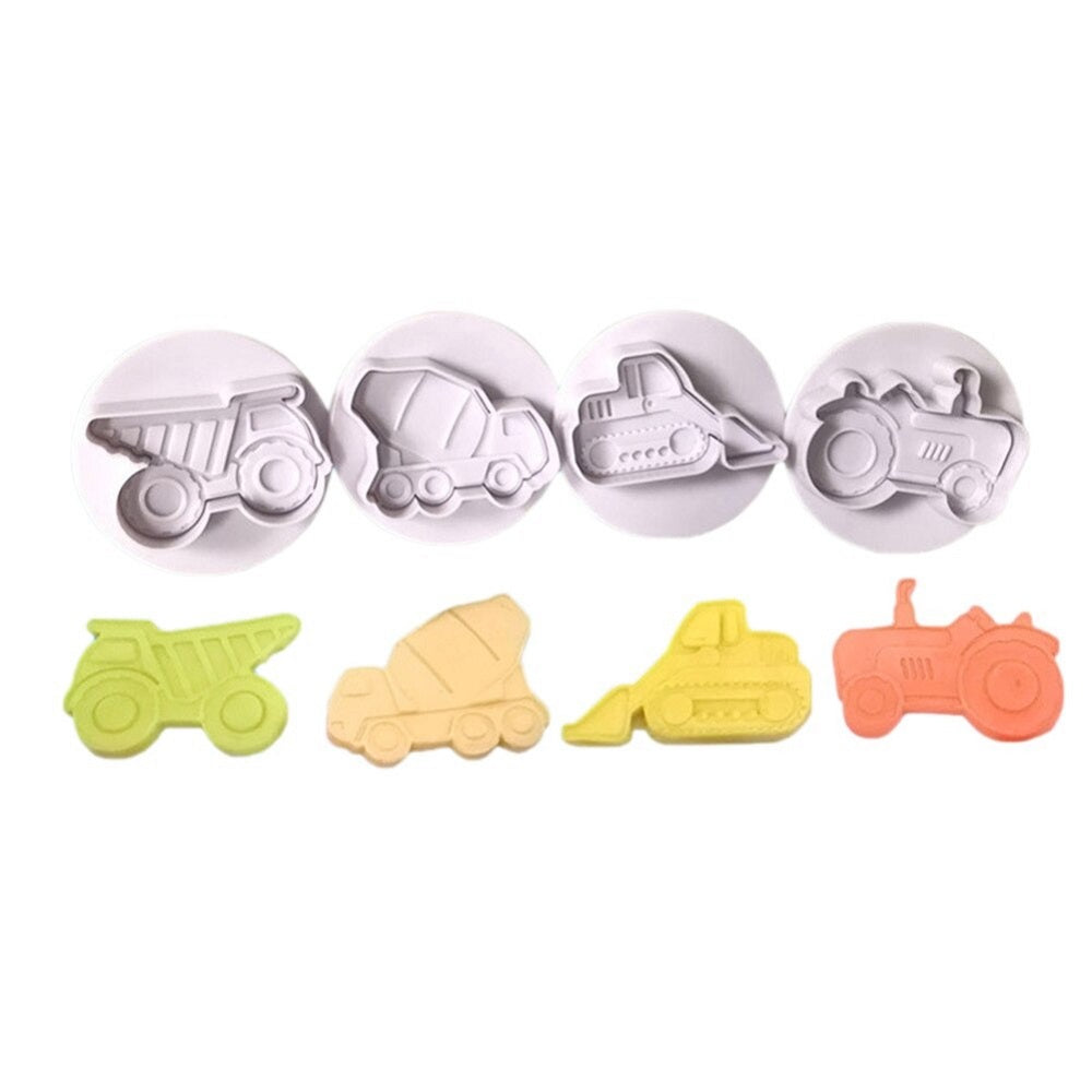 Construction Vehicles Plunger Cutter 4Pcs Set Plastic