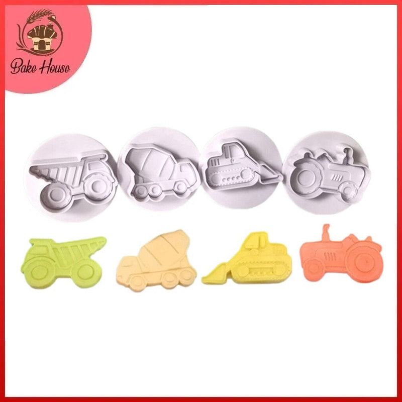 Construction Vehicles Plunger Cutter 4Pcs Set Plastic