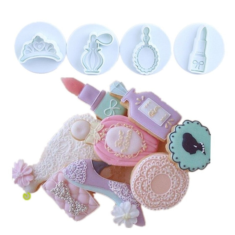 Cosmetics Fondant Plunger Cutter 4Pcs Set