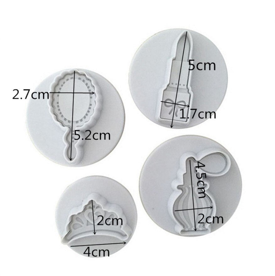 Cosmetics Fondant Plunger Cutter 4Pcs Set