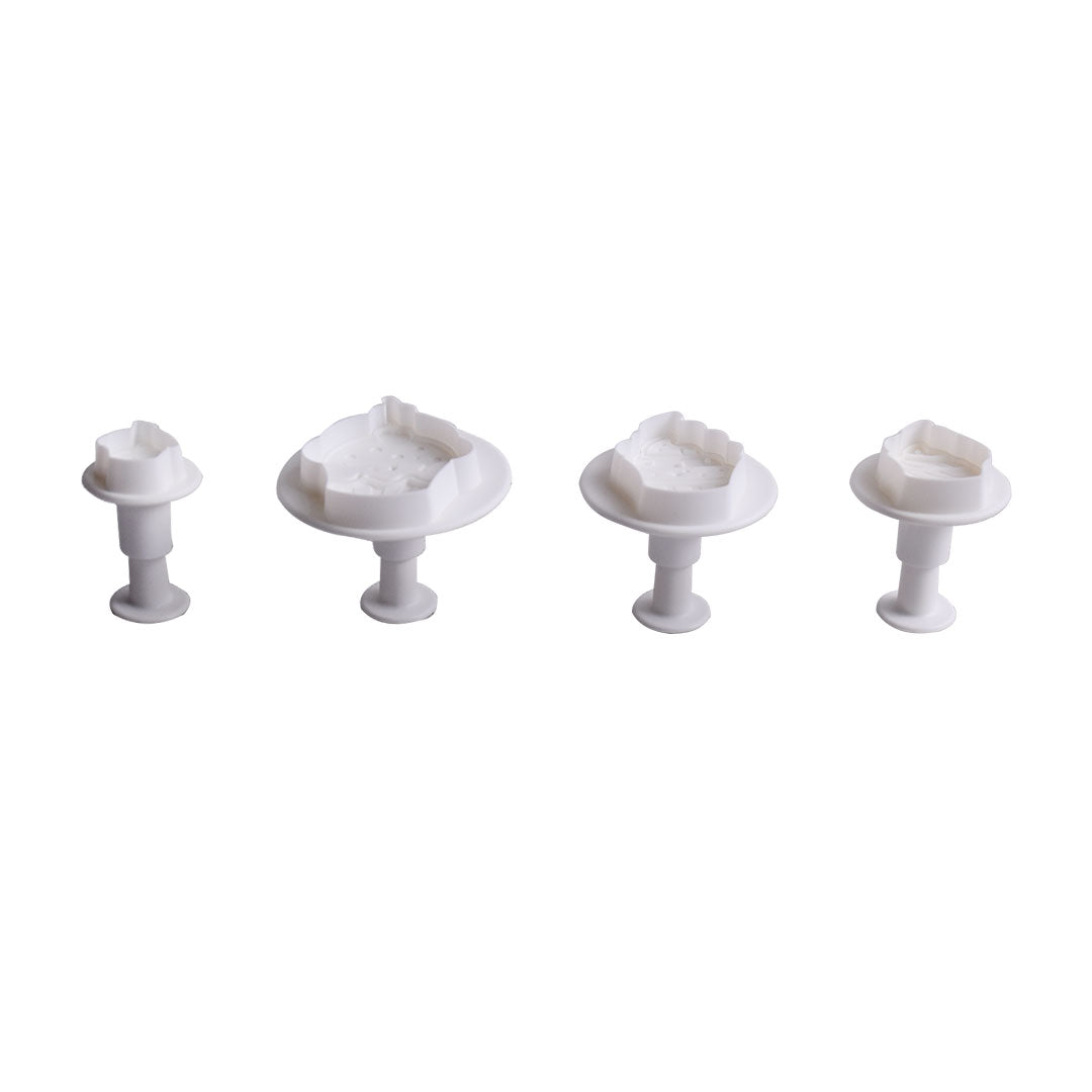 Cups Ice Cream Shape Fondant & Cookie Plunger Cutter 4Pcs Set Plastic