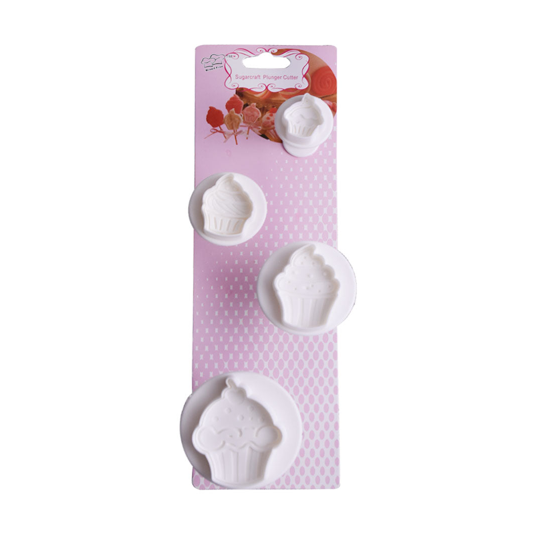Cups Ice Cream Shape Fondant & Cookie Plunger Cutter 4Pcs Set Plastic