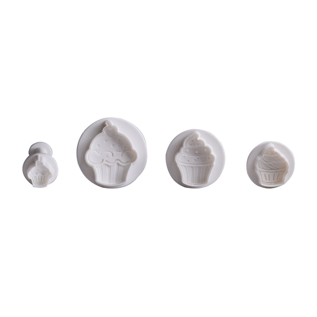 Cups Ice Cream Shape Fondant & Cookie Plunger Cutter 4Pcs Set Plastic