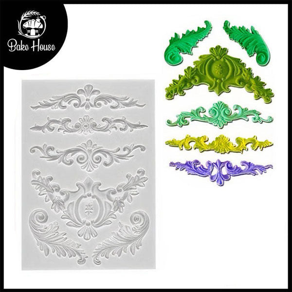 Curlicue Lace Silicone Fondant Cake Border Mold 6 Cavity
