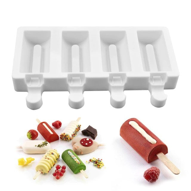 Semicylinder Shape Popsicle Mold Silicone 4 Cavity