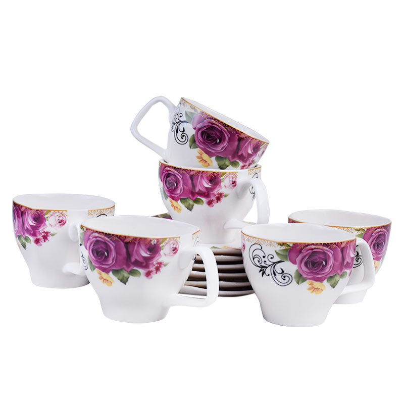 Tea, Coffee Drinking Cups And Saucers 12 Pcs Set (Design 04)