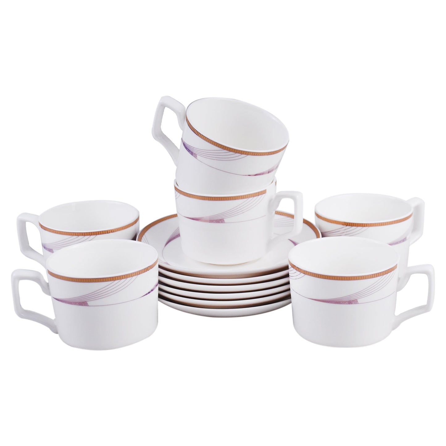 Tea, Coffee Drinking Cups And Saucers 12 Pcs Set (Design 01)