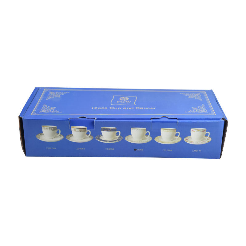 Tea, Coffee Drinking Cups And Saucers 12 Pcs Set (Design 07)