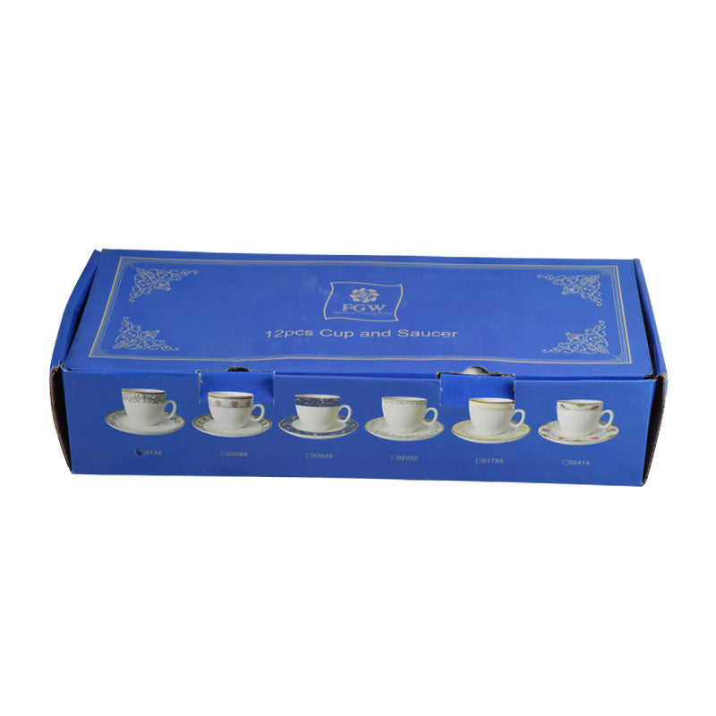 Tea, Coffee Drinking Cups And Saucers 12 Pcs Set (Design 08)