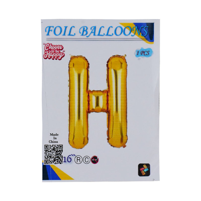 16 Inch Golden Alphabet H Letter Foil Balloon for Party Decoration