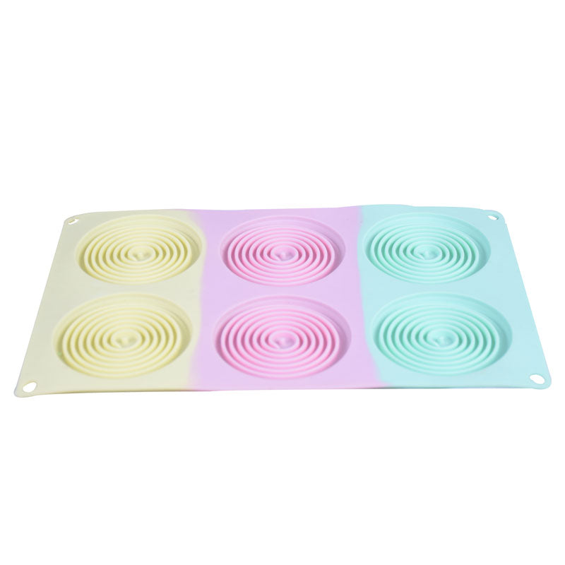 Spiral Round Fondant Chocolate Dessert Cookie Silicone Mold 6 Cavity