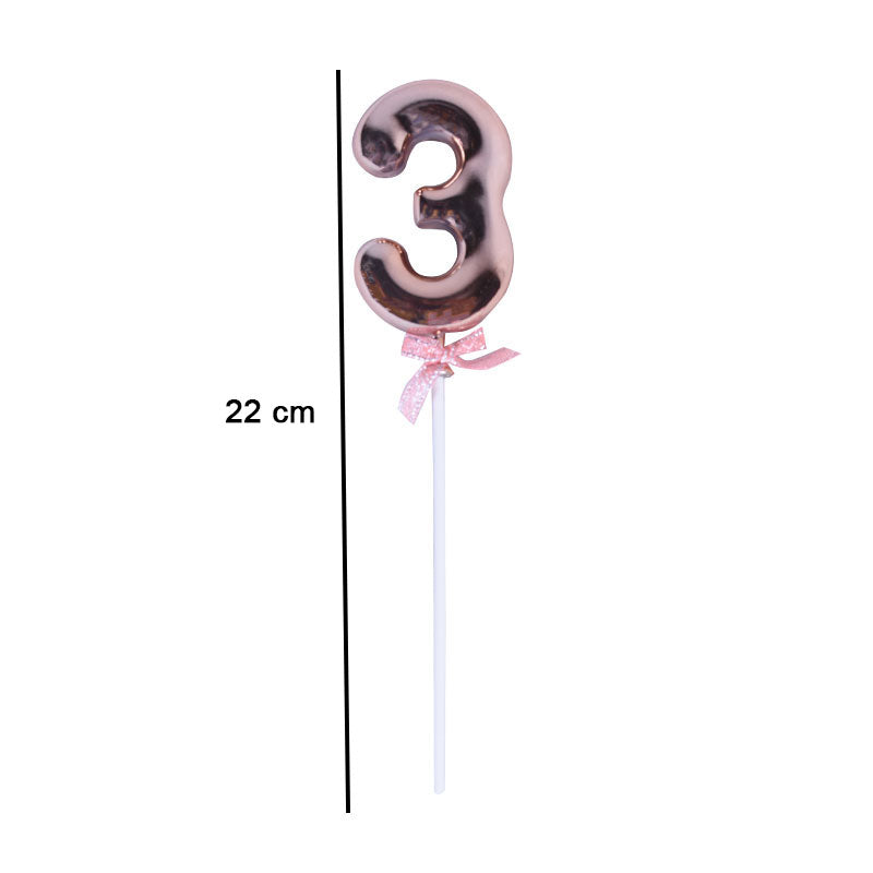 Birthday Anniversary Cake Decoration Number Topper 3 (Three) Copper