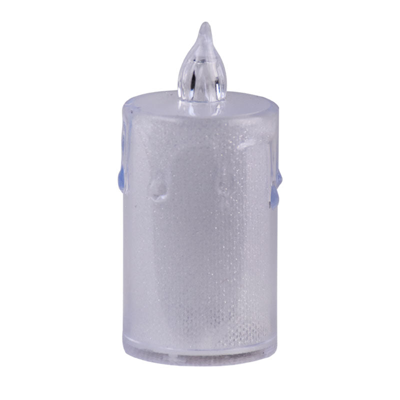 Glitter Effect Transparent Plastic Flameless Led Candle Decor 8cm