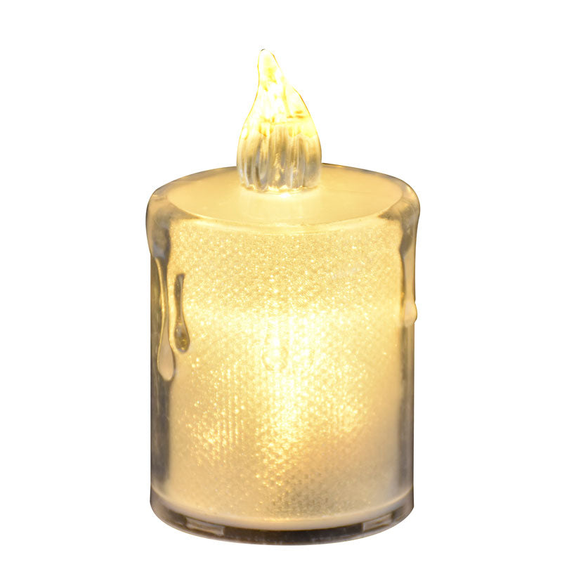 Glitter Effect Transparent Plastic Flameless Led Candle Decor 6.5cm