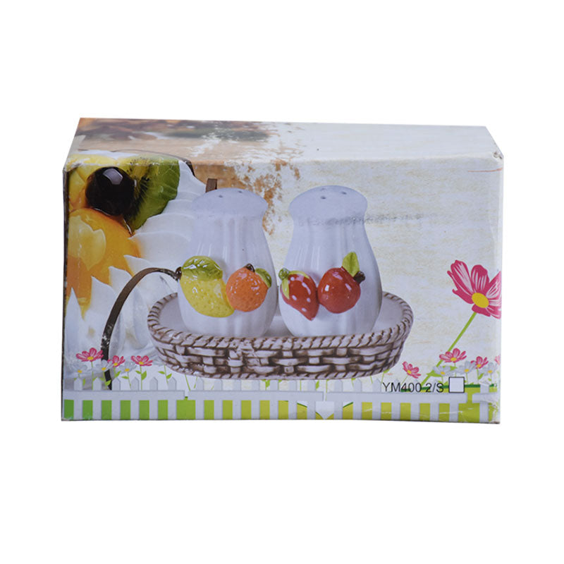 Ceramic Fruits Design Salt And Pepper Shakers Set With Tray