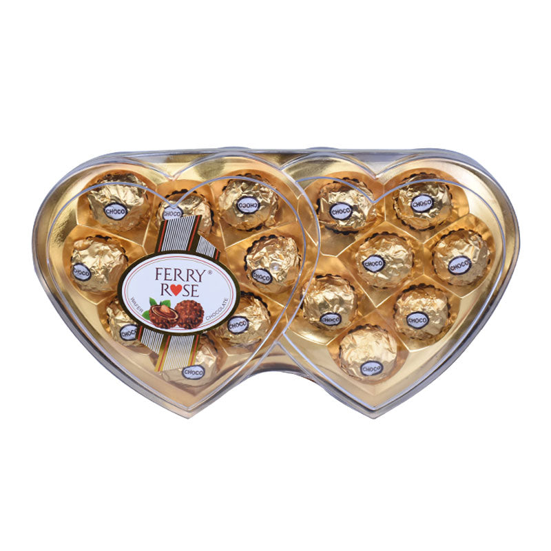 Ferry Rose Wafer Chocolate Balls 16Pcs Double Heart Gift Box
