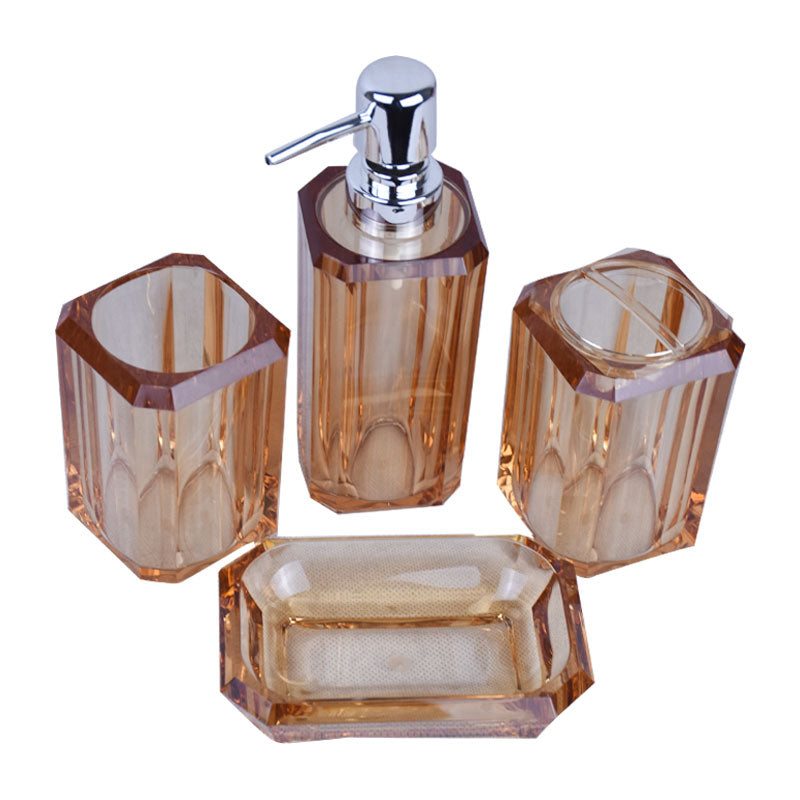 Oblong Shape Transparent 4 Pcs Acrylic Bathroom Accessories Set