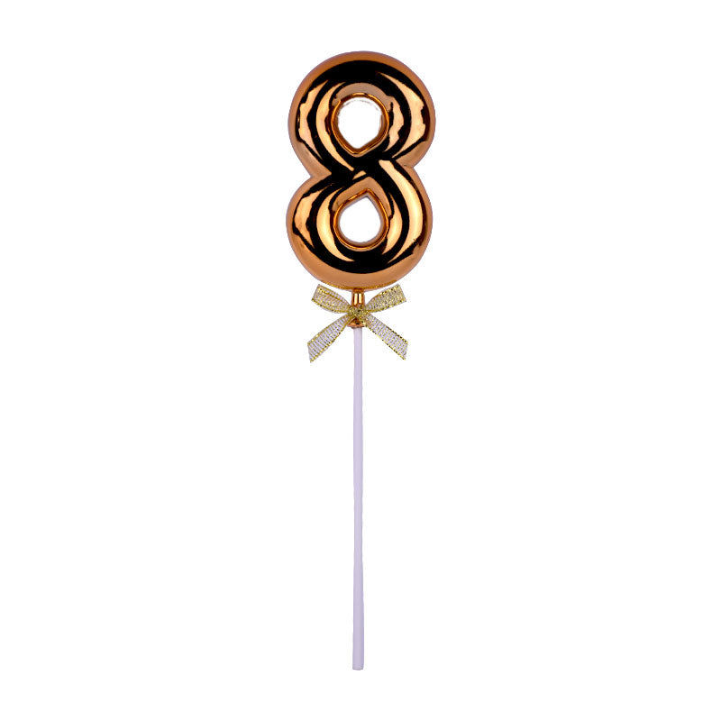 Birthday Anniversary Cake Decoration Number Topper 8 (Eight) Golden