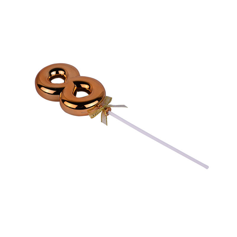 Birthday Anniversary Cake Decoration Number Topper 8 (Eight) Golden