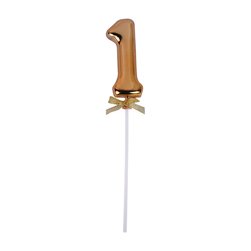 Birthday Anniversary Cake Decoration Number Topper 1 (One) Golden