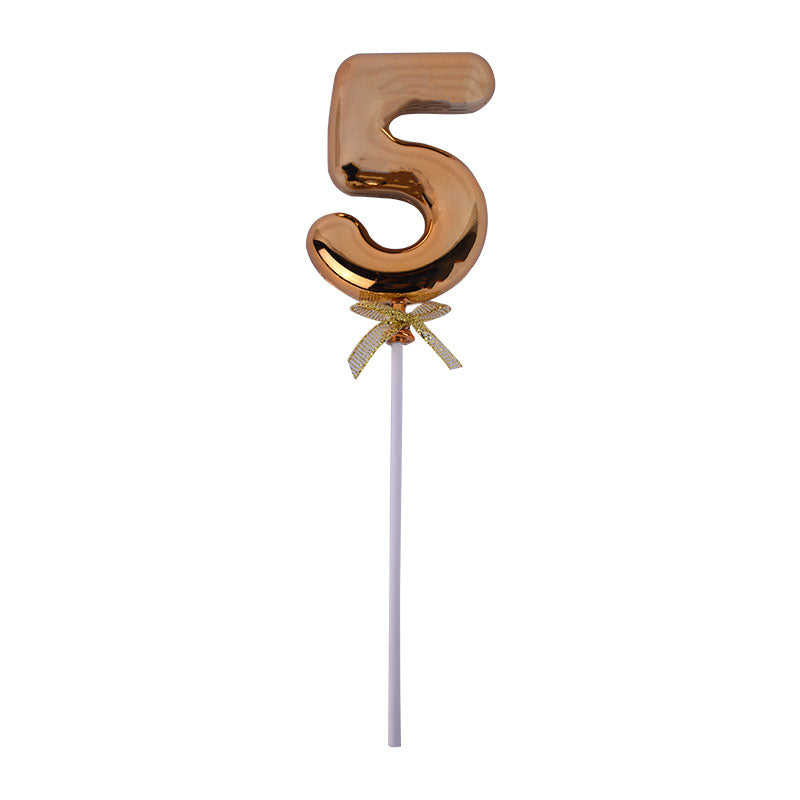 Birthday Anniversary Cake Decoration Number Topper 5 (Five) Golden