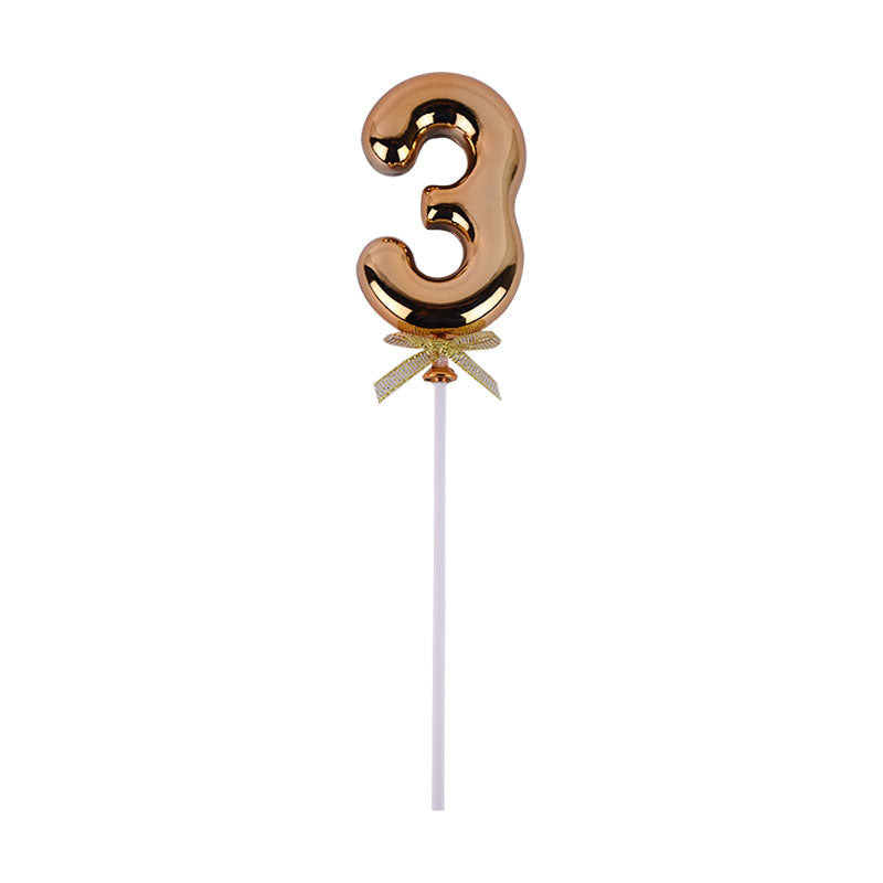 Birthday Anniversary Cake Decoration Number Topper 3 (Three) Golden