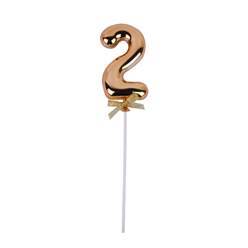 Birthday Anniversary Cake Decoration Number Topper 2 (Two) Golden
