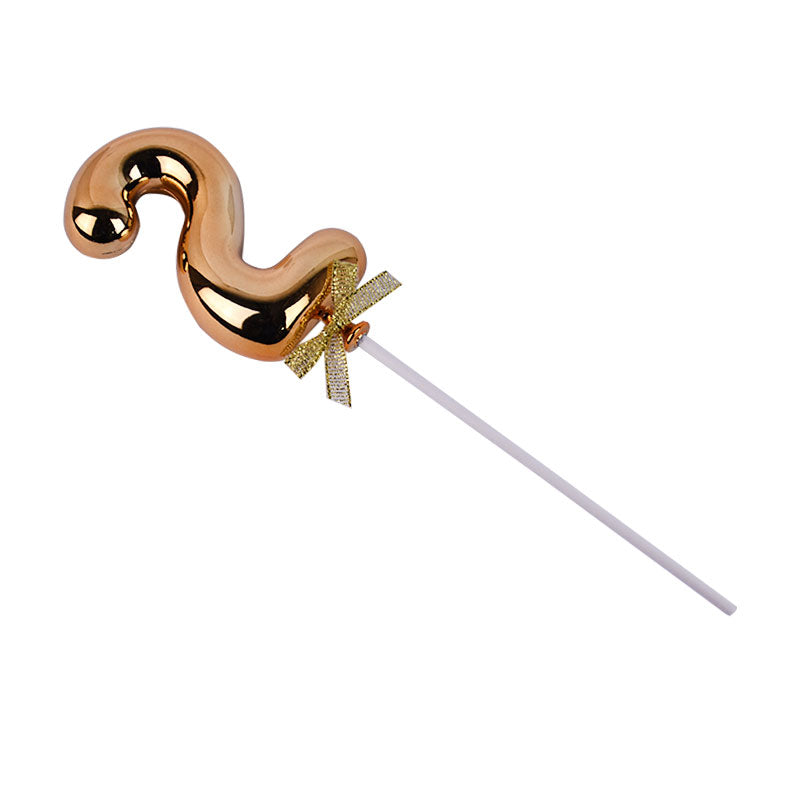 Birthday Anniversary Cake Decoration Number Topper 2 (Two) Golden